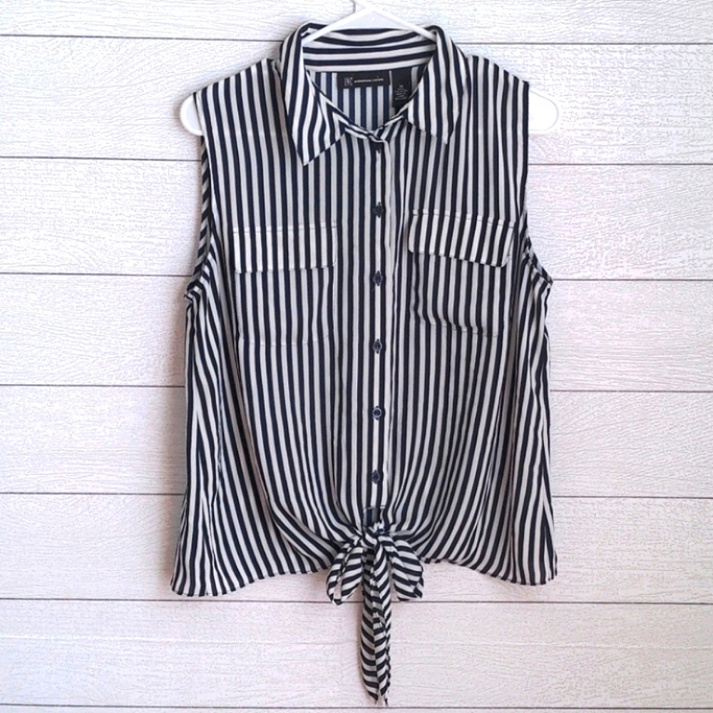 INC International Concepts Tie Front Top Size 10